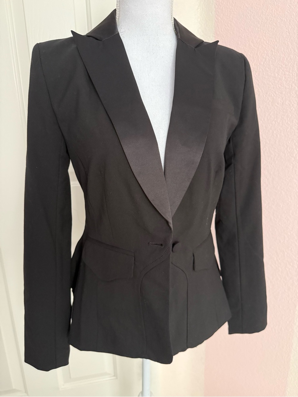 Altuzarra Black Satin-Lapel Tailored Blazer